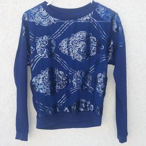 Navy Blue Sequin Sheer Top